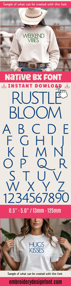 Native Bx Embroidery Font, Coastal Hug BX Script, 13-125mm V3 Pro