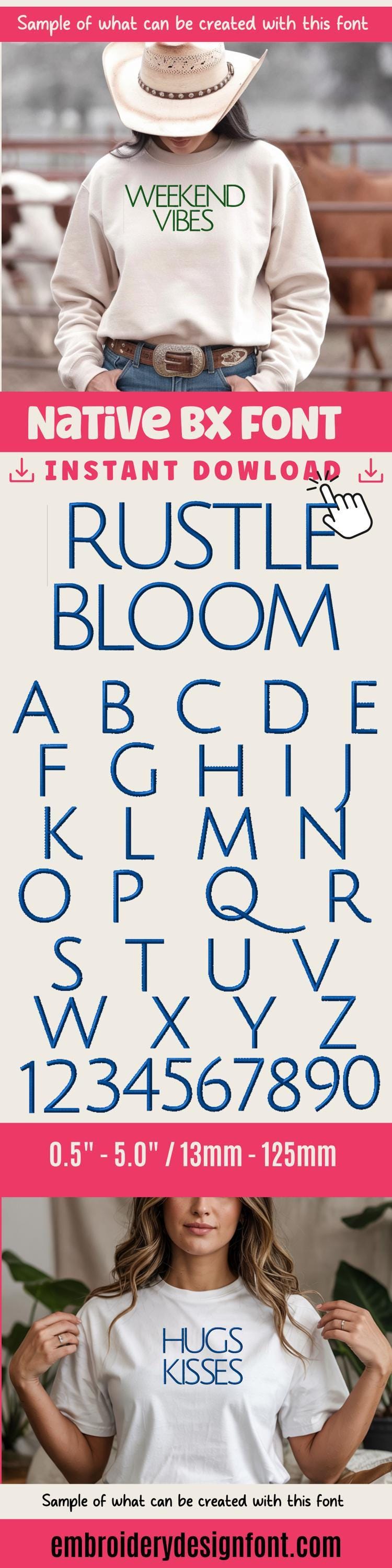 Native Bx Embroidery Font, Coastal Hug BX Script, 13-125mm V3 Pro