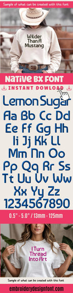 BX Embroidery Font, Coastal Hug BX Native, Scalable 13-125mm Edit
