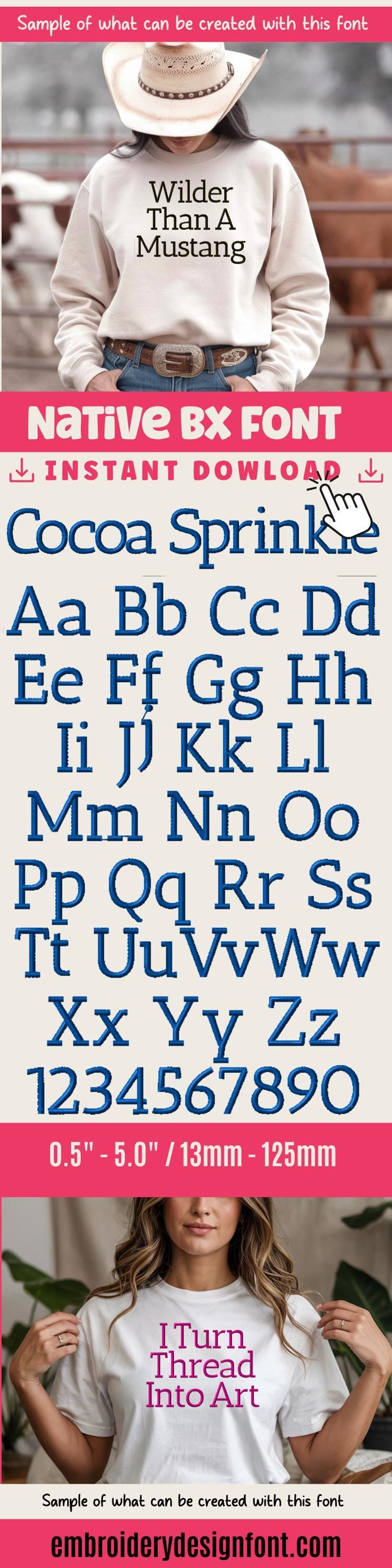Native BX Embroidery Font, Coastal Hug BX, 13mm–125mm Scalable XL