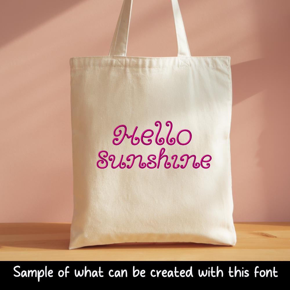 Native BX Embroidery Font, Coastal Hug Scalable 0.5-5.0in Alphabet