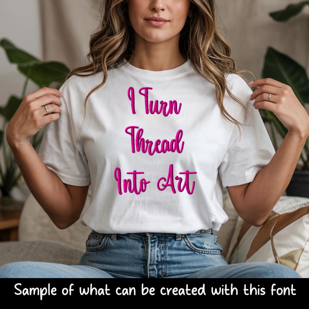 BX Embroidery Font', Thick Script Cursive Edit Alphabet, 13–125mm