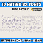 BX Embroidery Font' Native Embrilliance 10-Font Set, 13mm-125mm!