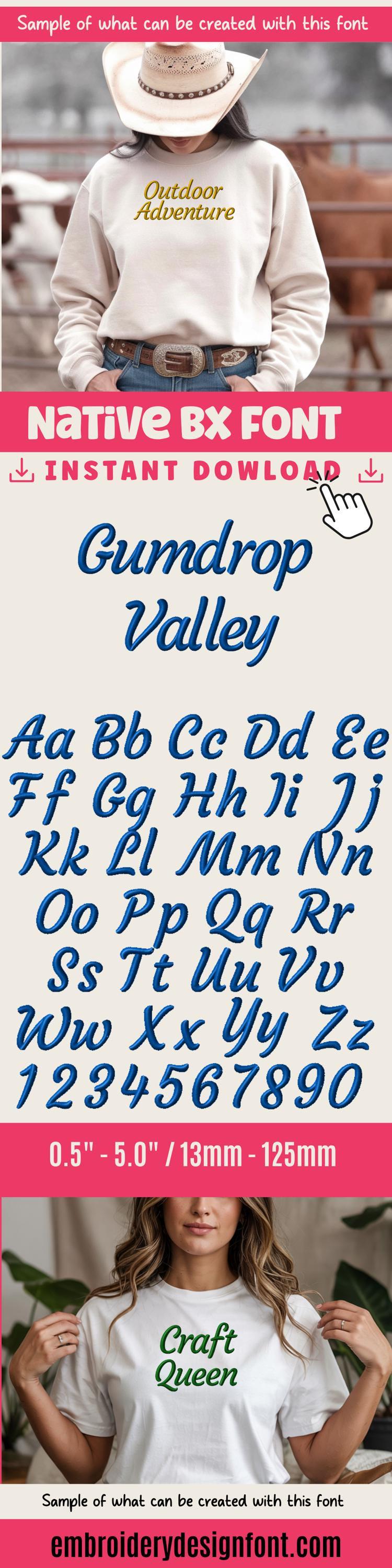 Native BX Font, Coastal Hug Embroidery, 13-125mm Scalable Editable