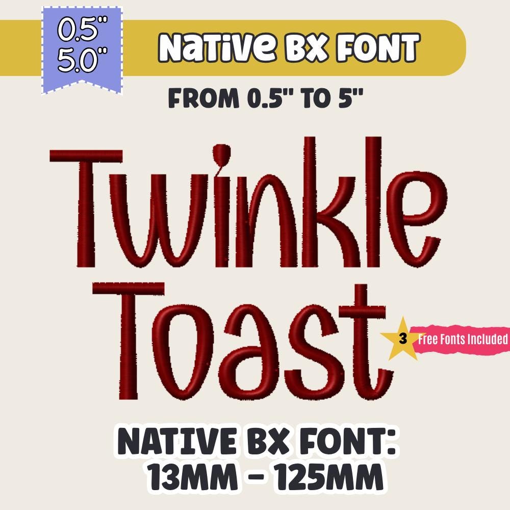 native BX font' Coastal Hug Embroidery Font, BX.5 13-125mm Stitch