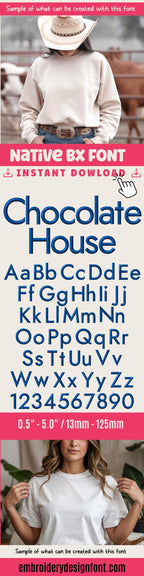 Native Bx Embroidery Font, Coastal Hug BX, Scalable 13-125mm Fonts