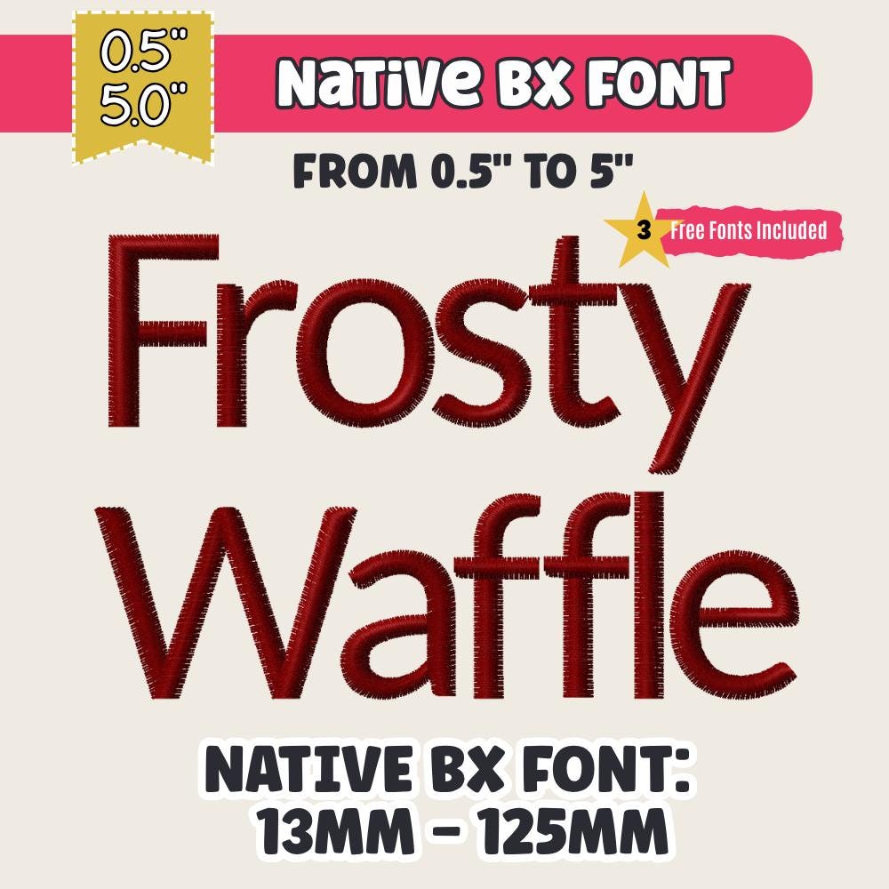 native BX font, Coastal Hug Embroidery, 13mm–125mm Scalable Edits