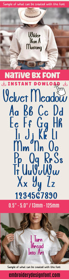 BX Embroidery Font, Velvet Meadow Native BX Embrilliance 13-125mm