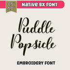 BX Embroidery Font, Skinny Script Puddle Popsicle Alphabet Mon Set