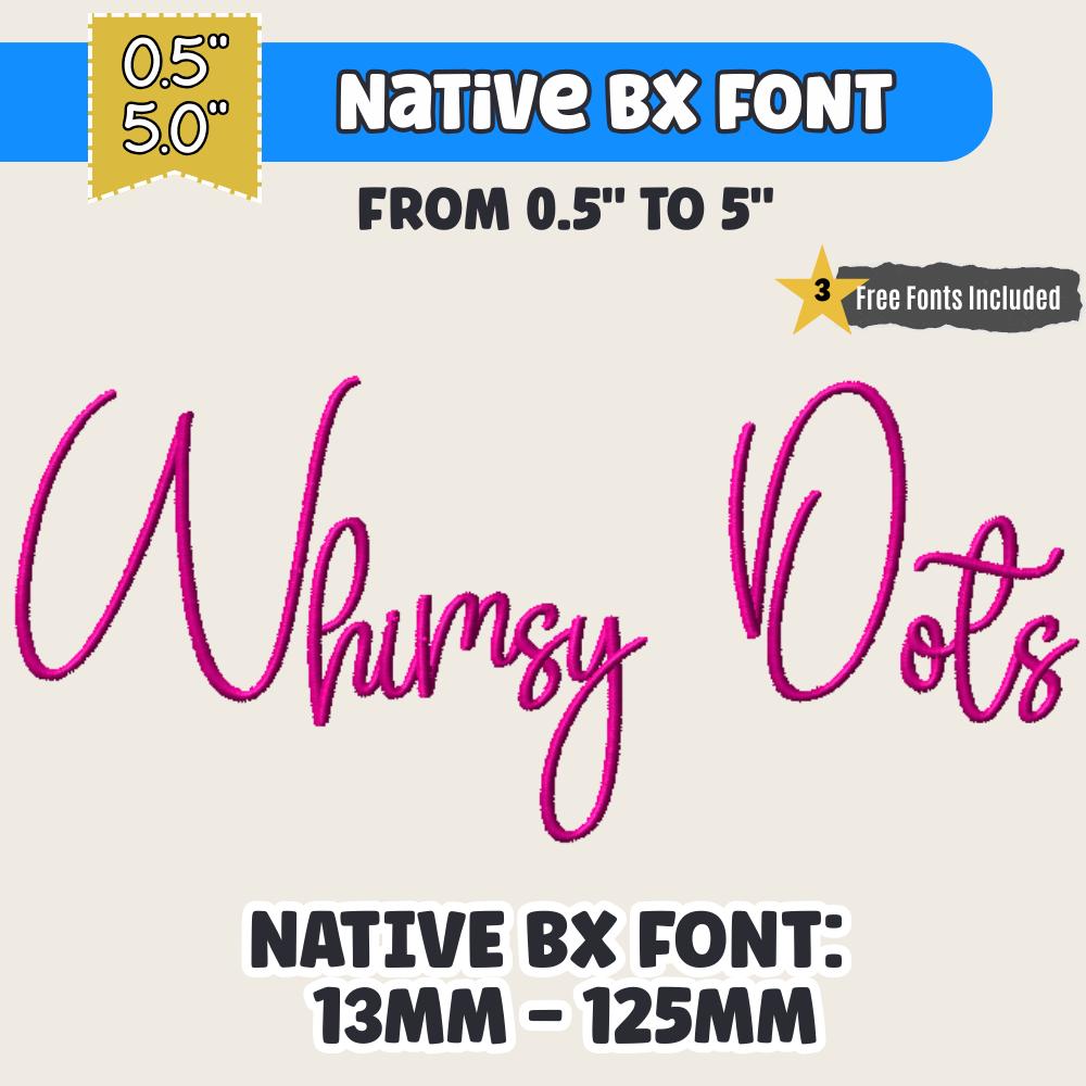 BX Embroidery Font - Whimsy Dots Native BX Embrilliance 13-125mm