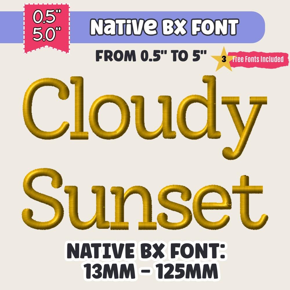 Native Bx Embroidery Font', Coastal Hug BX, 13-125mm Resizable XL