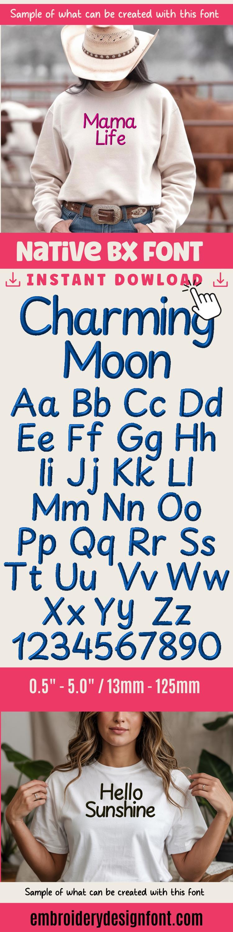 BX Embroidery Font, Coastal Hug Native BX, 13mm-125mm, Uppercase.