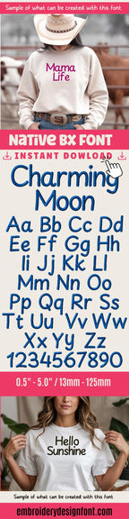 BX Embroidery Font, Coastal Hug Native BX, 13mm-125mm, Uppercase.