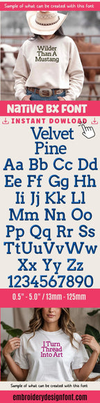 BX Embroidery Font, Coastal Hug Native, 13mm-125mm, EditableProHD