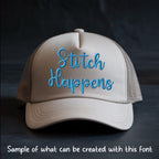 BX Embroidery Font, Coastal Hug Script, 13mm-125mm Resizable Mono