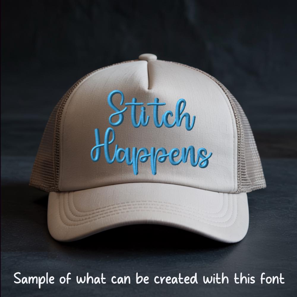 BX Embroidery Font, Coastal Hug Script, 13mm-125mm Resizable Mono