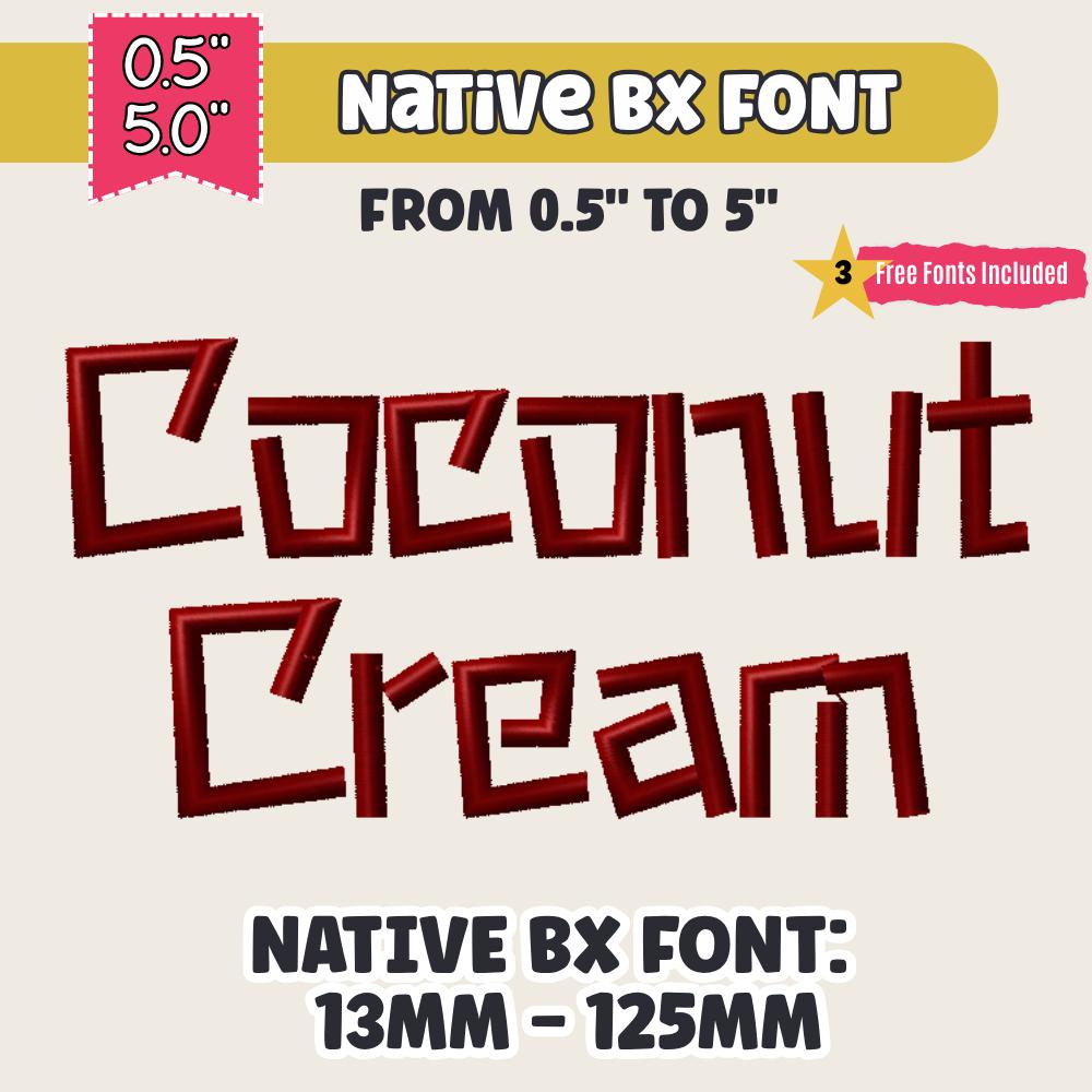 native bx font', Coastal Hug Embroidery BX Font, Resizable 0.5-5in