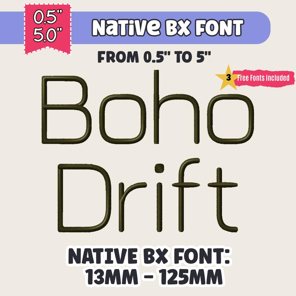 BX Embroidery Font, Coastal Hug Native, Scalable 13mm-125mm Upper