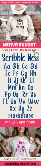 BX Embroidery Font' Coastal Hug Native BX For Embrilliance 13-125mm