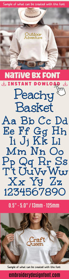 Native BX Font', Coastal Hug 0.5"-5" Embroidery Alphabet Editable