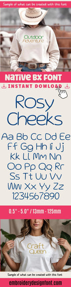 native bx font, Coastal Hug Embroidery Font, 13mm–125mm, Editable