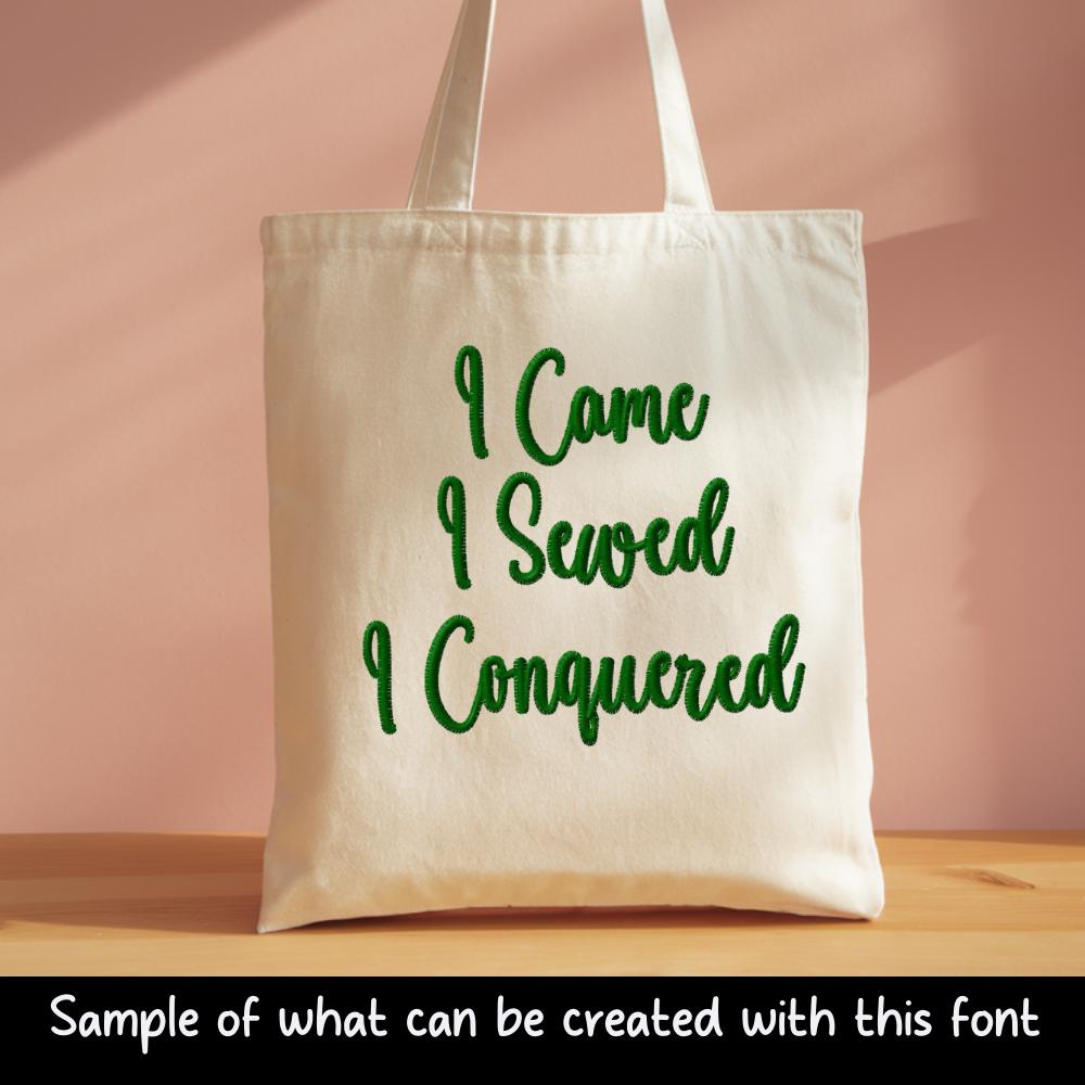 BX Embroidery Font', Thick Script Cursive Edit Alphabet, 13–125mm