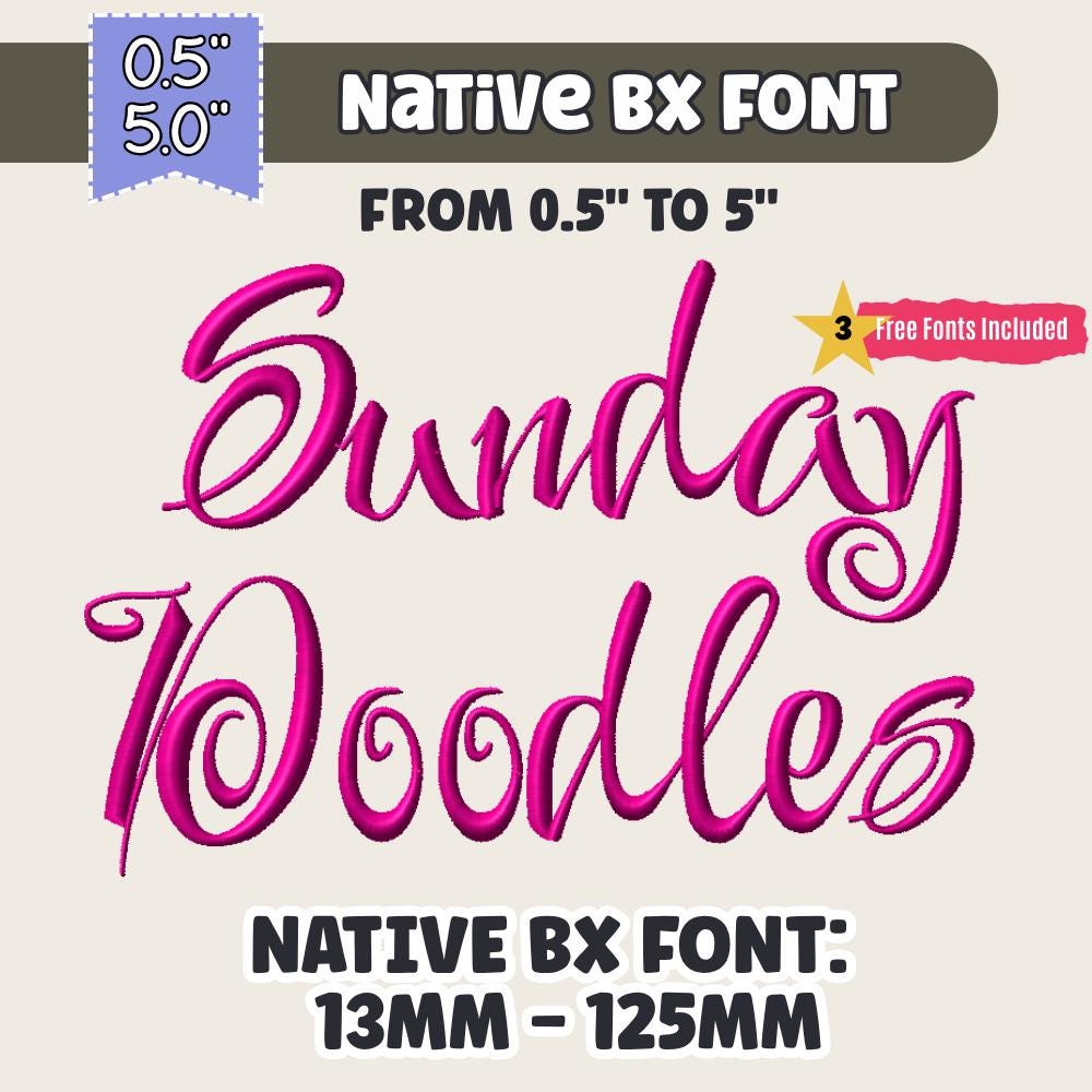 Native BX Embroidery Font' Coastal Hug BX Font, 13-125mm Scalable.