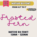 BX Embroidery Font, Frosted Fern Native+ BX Embrilliance 13-125mm.