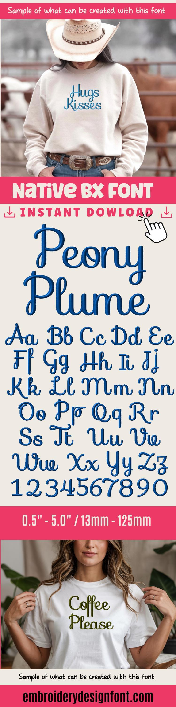 Native BX Embroidery Font, Coastal Hug Monogram, 13mm–125mm Resized
