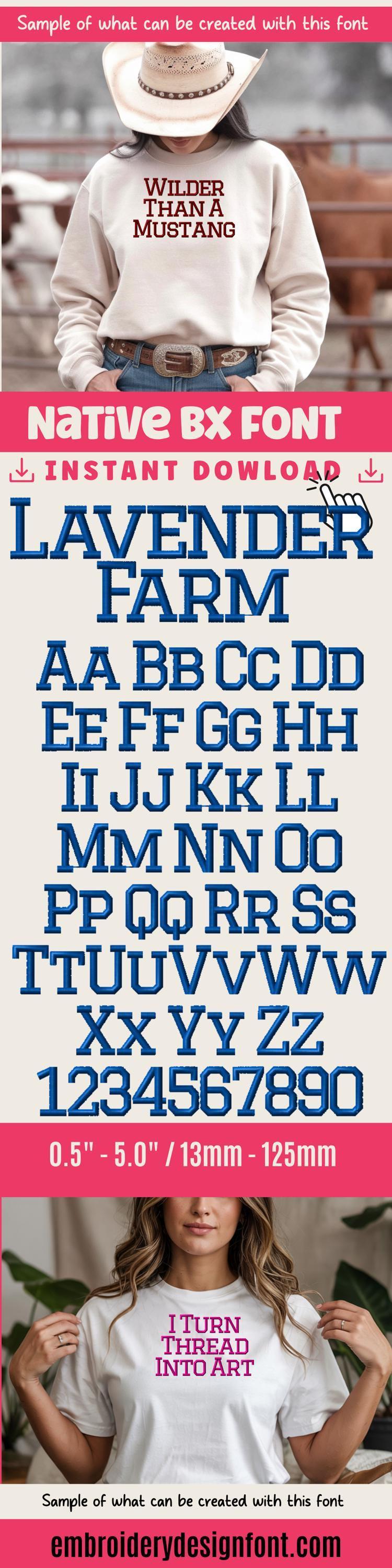 native BX font', Coastal Hug Embroidery Font, 13mm-125mm, Object-Based