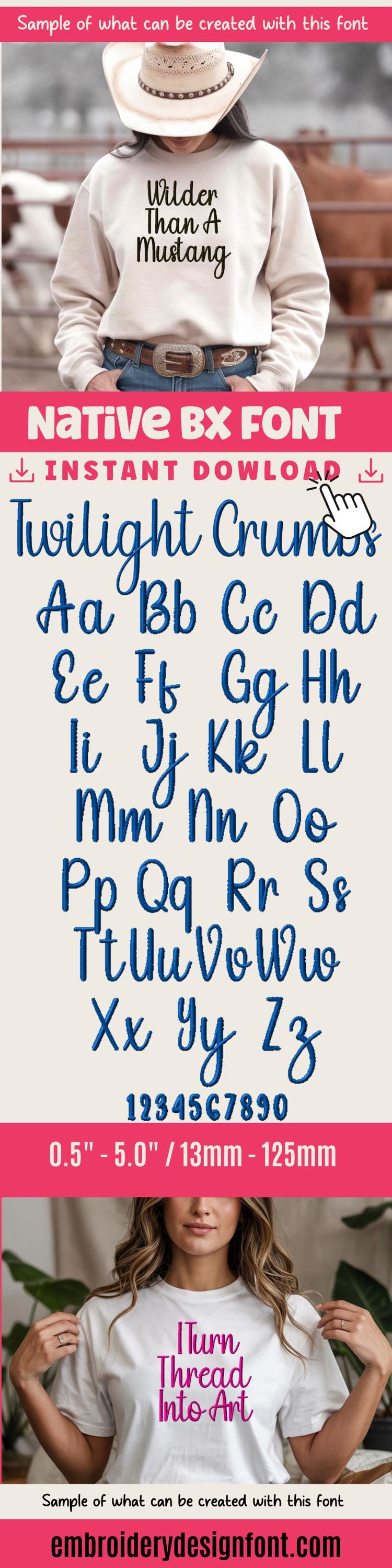 BX Embroidery Font, TwilightCrumbs Native BX Embrilliance 13-125mm