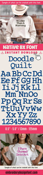 BX Embroidery Font, Coastal Hug BX5 Native 13–125mm, Embrilliance
