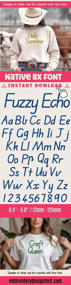 Native Bx Embroidery Font, Coastal Hug BX, Object-Based 13-125mm.