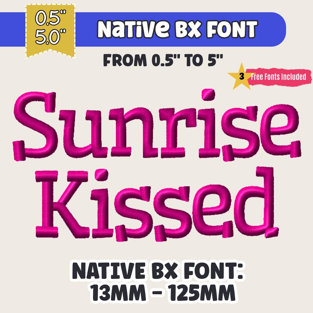BX Embroidery Font, Coastal Hug Native BX Font, 13mm–125mm Resize