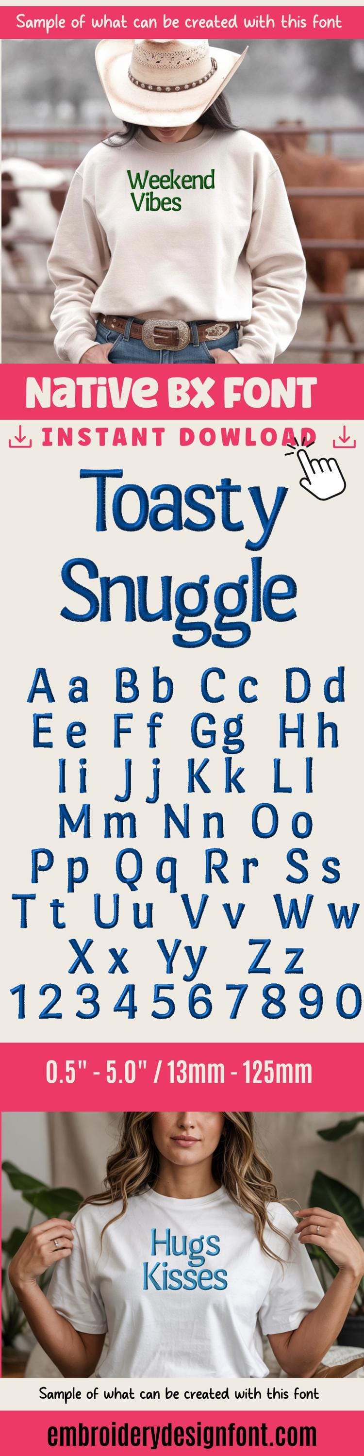 Native BX Embroidery Font Coastal Hug, Embrilliance Object-Based, 13mm–125mm