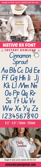 Native BX Font, Coastal Hug Embroidery Alphabet BX, 13-125mm Plus