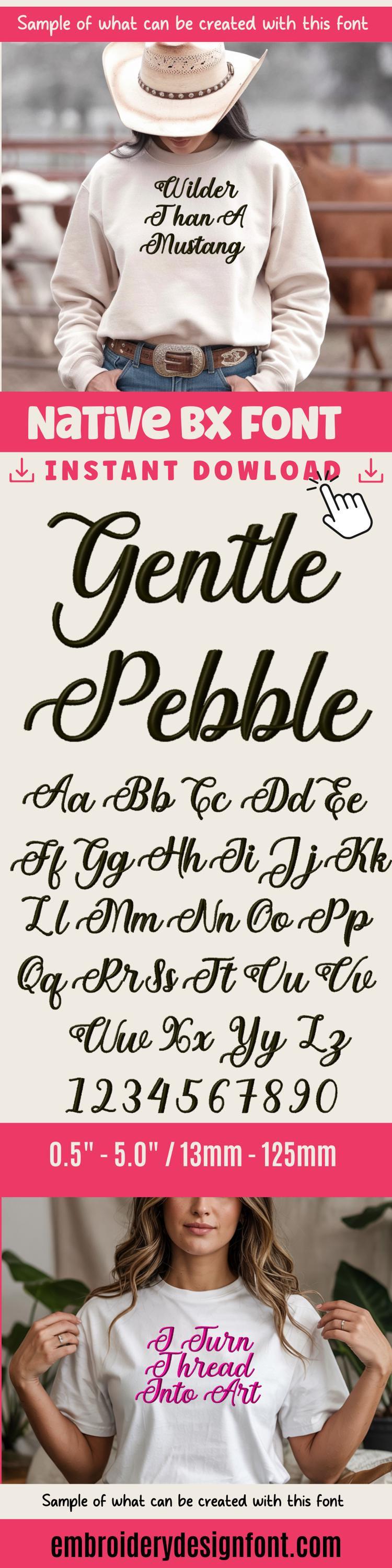 BX Embroidery Font Coastal Hug Script, 13-125mm Instant Download!!