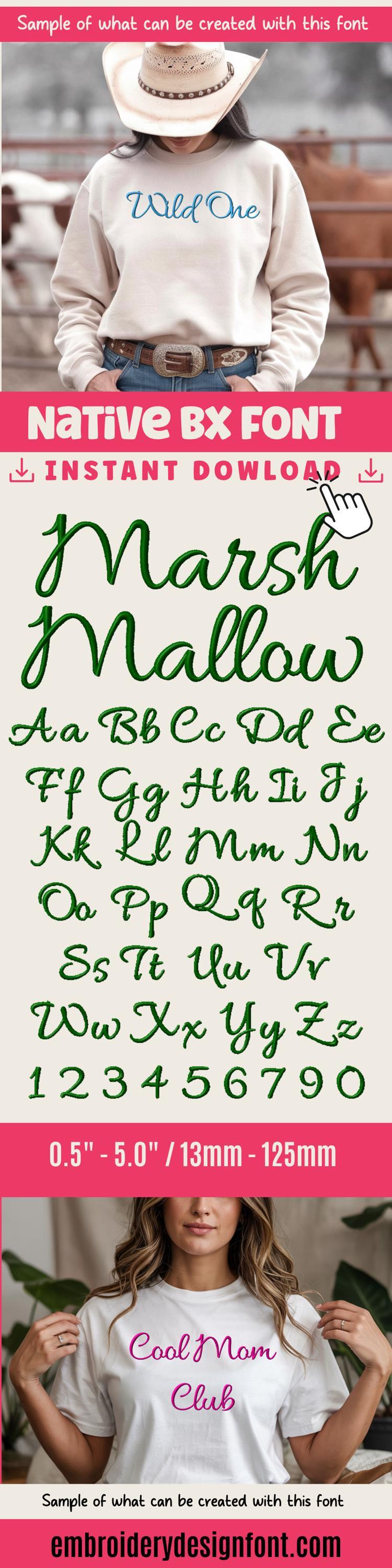 native bx font, Coastal Hug BX Embroidery, 13-125mm Object-Based.