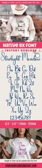 BX embroidery font' Starlight Meadow, BX Embrilliance 13mm-125mm.