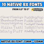 BX embroidery font', Embrilliance Native BX 10Character VintageSet