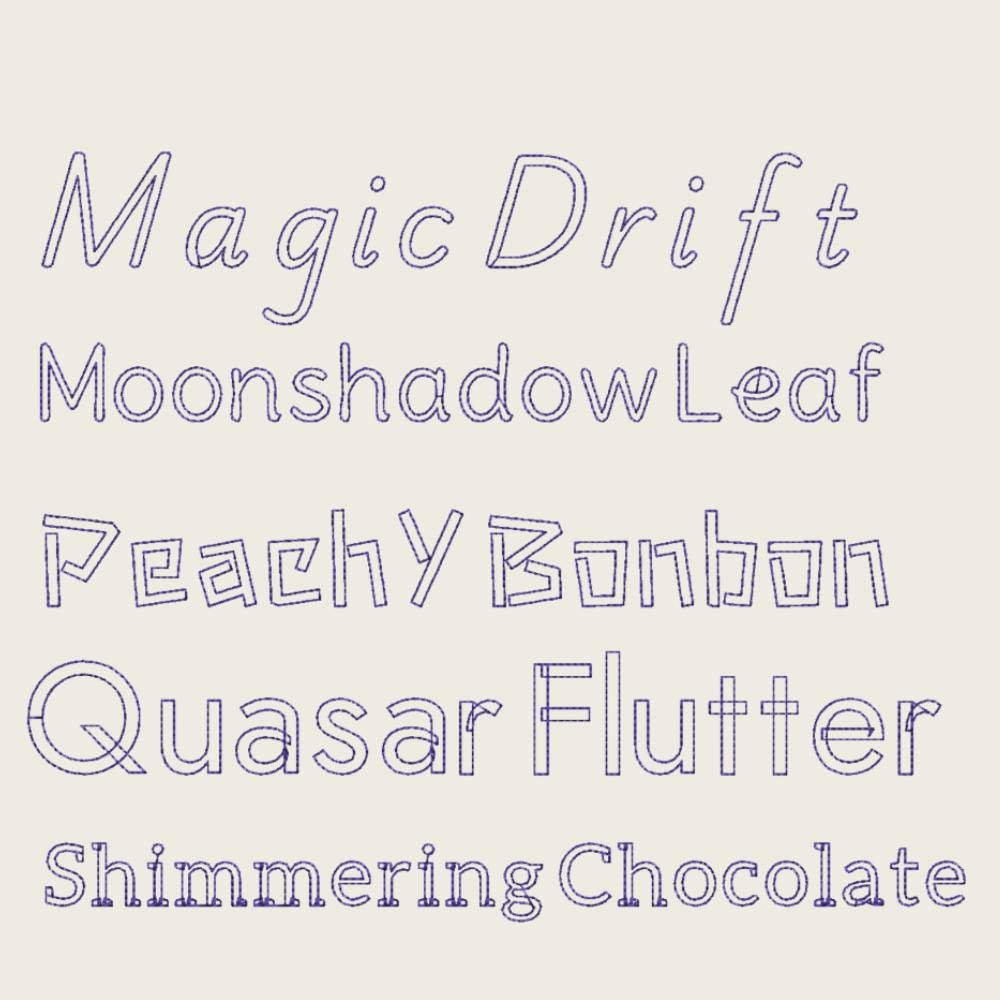 BX Embroidery Font, 10 Font Set Native BX For Embrilliance, 13-125mm
