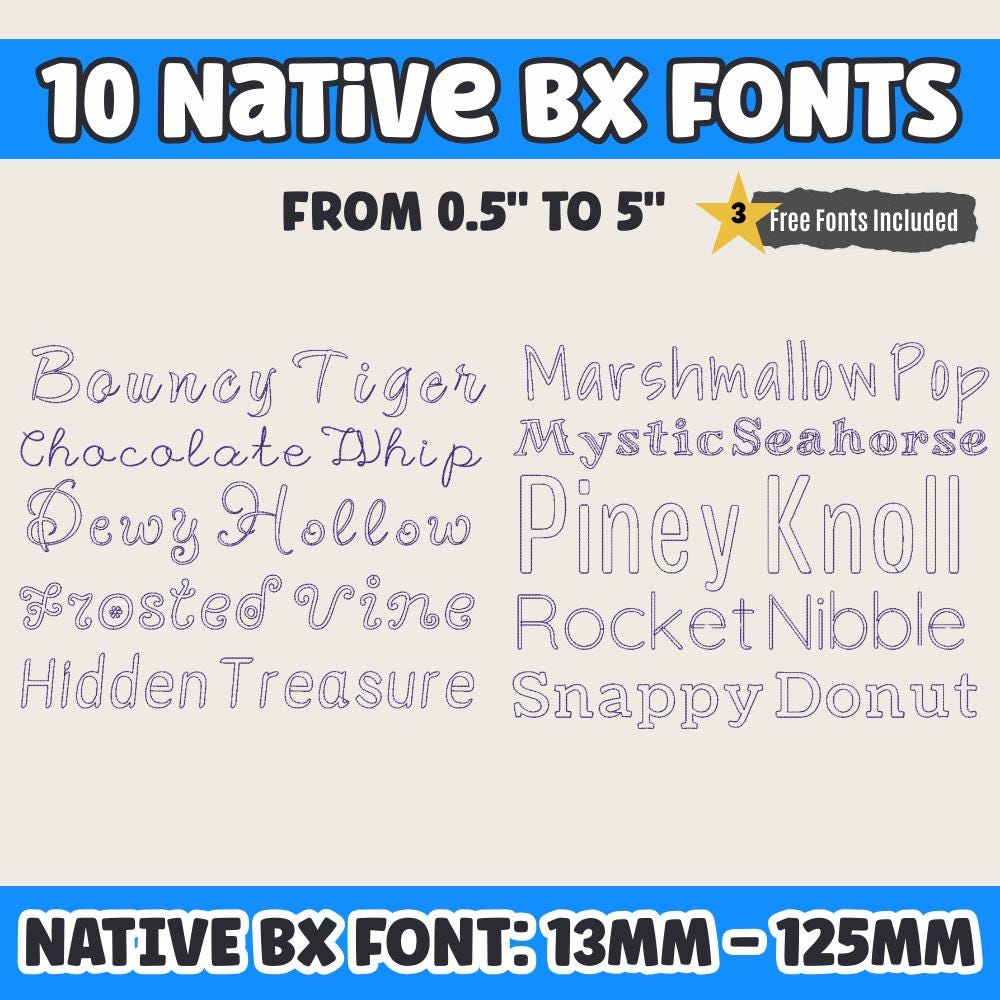 BX embroidery font', 10-Font Set, Native BX, Embrilliance Ready