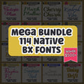 Native BX Font Bundle, 114 BX Embroidery Fonts, 13-125mm Scalable