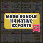 Native BX Font Bundle, 114 BX Embroidery Fonts, 13-125mm Scalable