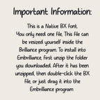BX Embroidery Font, Coastal Hug BX 13-125mm Editable Object-Based!