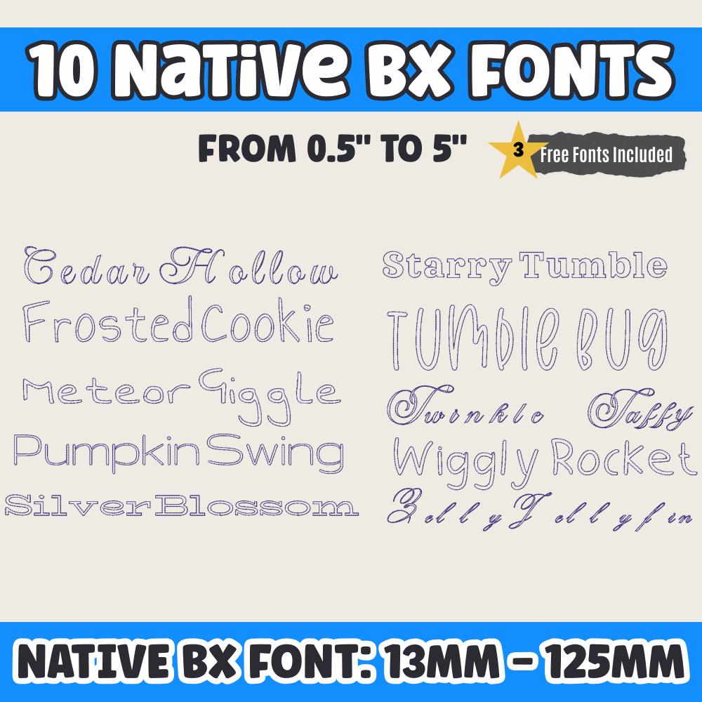 BX Embroidery Font', 10-Piece Embrilliance BX Native Alphabet Set