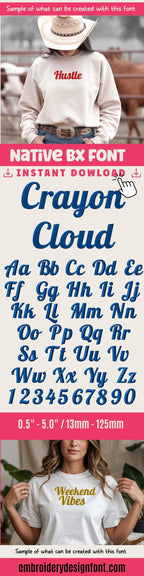 BX Embroidery Font, Coastal Hug Native BX Font for Embrilliance App