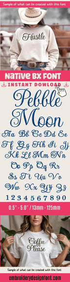 BX Embroidery Font Coastal Hug, Native BX 13mm-125mm Editable Pro
