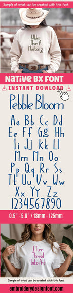 Native Bx Font, Coastal Hug Embroidery Font, 13mm-125mm, Editable!