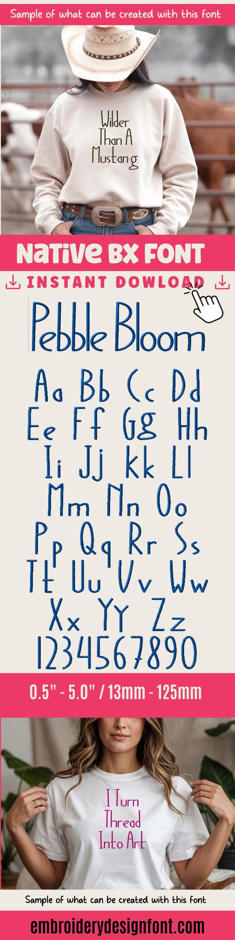 Native Bx Font, Coastal Hug Embroidery Font, 13mm-125mm, Editable!